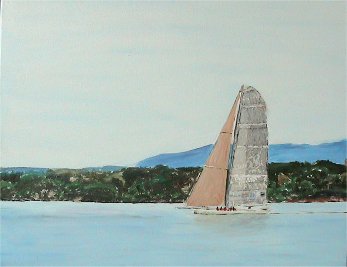 Geneva : Racing Boat Two by Alex Borissov, oil on canvas, 2004