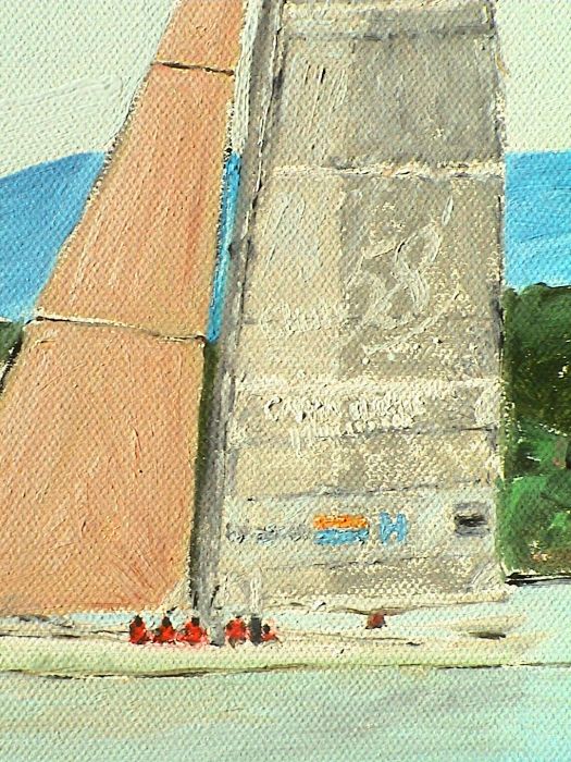 Club 58 : Fragment of oil painting by Alex Borissov Geneva : Racing Boat Two