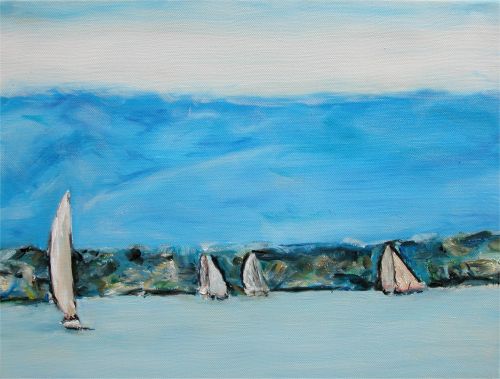 Lake Geneva : Sails by Alex Borissov, oil on canvas, 2004