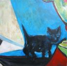 Dora's Cat painting by alex borissov of a fragment of Pablo Picasso painting Dora Maar - acrylic on canvas 2006